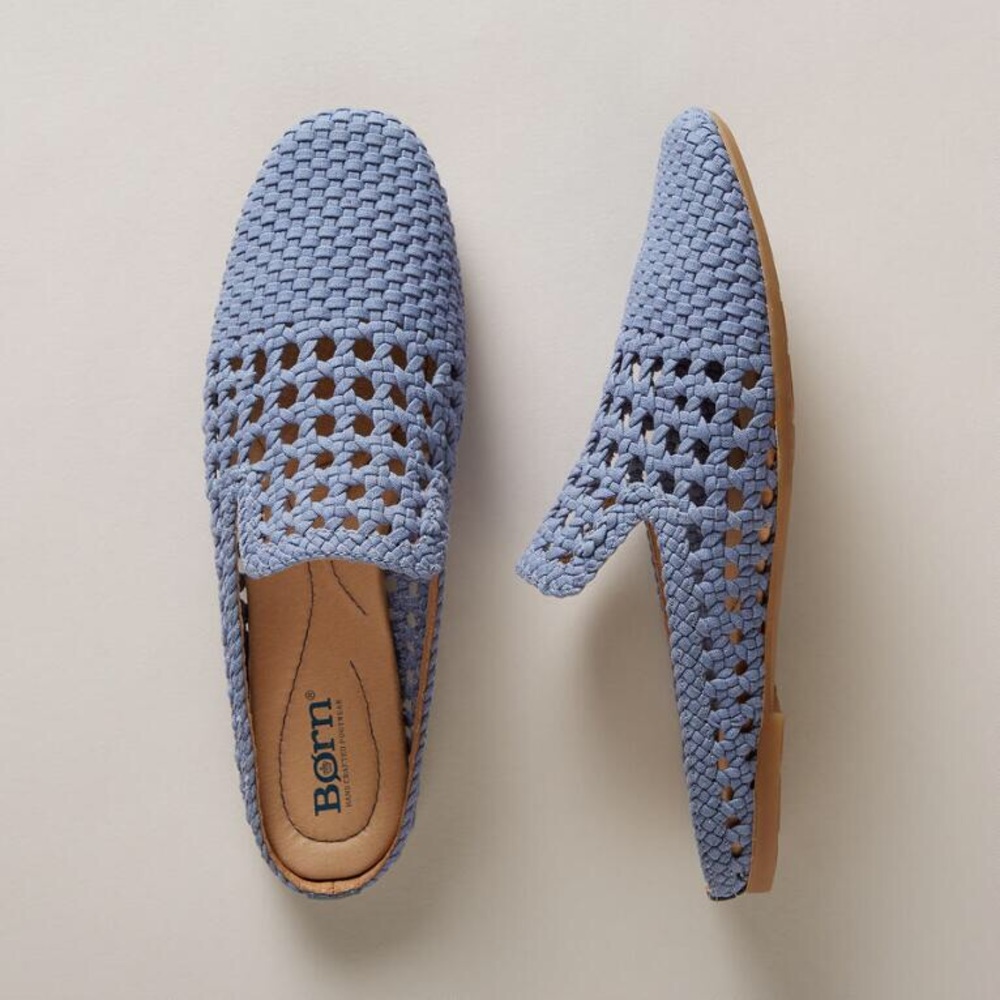 born || Woven Comfy Slip On Flats - Blue